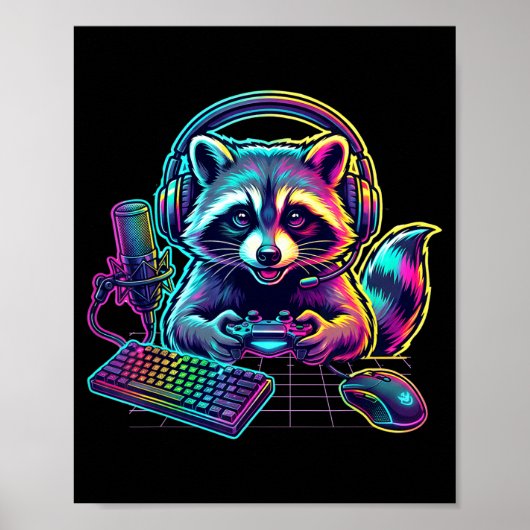 Funny Raccoon Gamer Video Game Gaming Lover  Poster (Vorne)