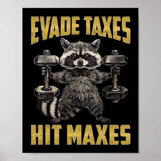 Funny Raccoon Gewichtheben Gym Evade Kurtaxe Hit Poster (Vorne)
