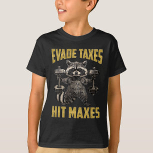 Funny Raccoon Gewichtheben Gym Evade Kurtaxe Hit T-Shirt