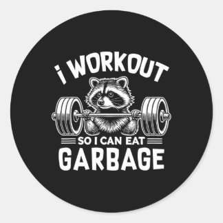 Funny Raccoon Gym Fitness Ich trainiere, damit ich Runder Aufkleber