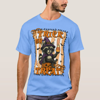 Funny Raccoon Halloween Matching Trick oder Trete  T-Shirt
