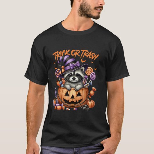 Funny Raccoon Halloween Spooky Trash Vibes Women M T-Shirt (Vorderseite)