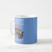 Funny Raccoon Happy Birthday Add The Name Cartoon Kaffeetasse (Vorderseite Links)