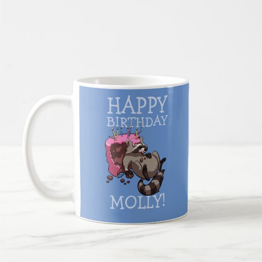 Funny Raccoon Happy Birthday Add The Name Cartoon Kaffeetasse (Links)