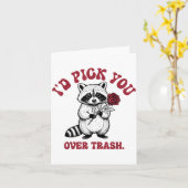 Funny Raccoon I’d Ck You Over Trash Valentines Day Karte (Gelbe Blume)