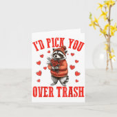 Funny Raccoon I’d Ck You Over Trash Valentines Day Karte (Gelbe Blume)