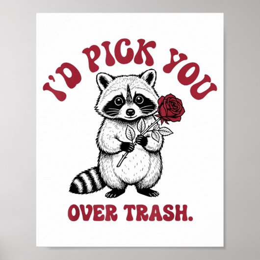 Funny Raccoon I’d Ck You Over Trash Valentines Day Poster (Vorne)