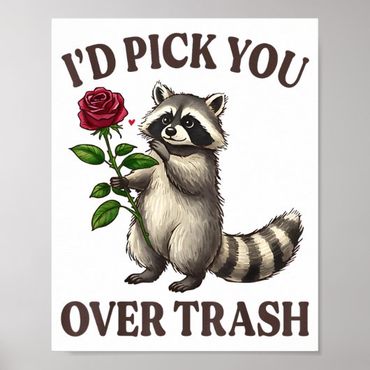 Funny Raccoon I’d Ck You Over Trash Valentines Day Poster (Vorne)
