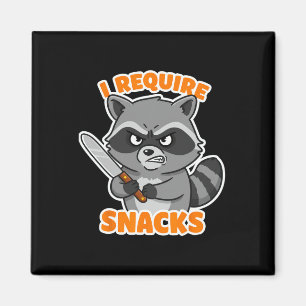 Funny Raccoon Ich brauche Snacks Halloween Spaß Au Magnet