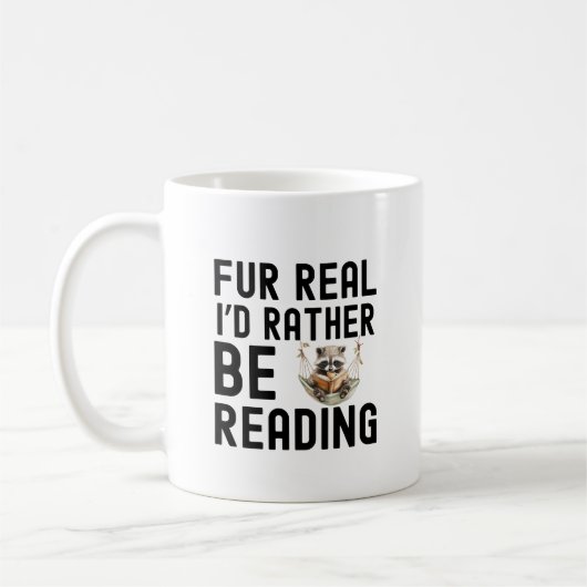 Funny Raccoon Lesekonzept Kaffeetasse (Links)