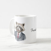 Funny Raccoon mit Bär Personalisiert mit Namen Kaffeetasse (Vorderseite Links)