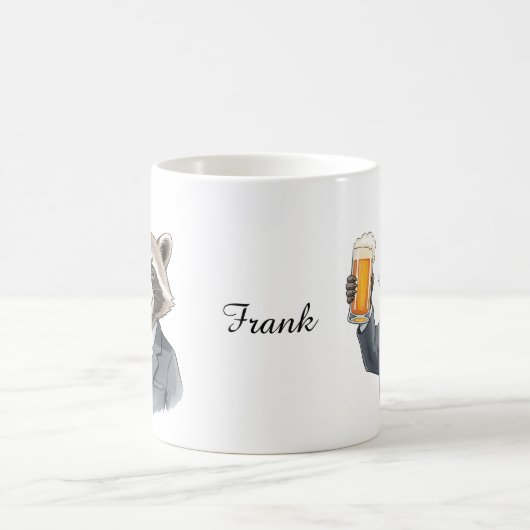 Funny Raccoon mit Bär Personalisiert mit Namen Kaffeetasse (Mittel)