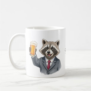 Funny Raccoon mit Bär Personalisiert mit Namen Kaffeetasse