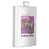 Funny Raccoon My Birthday My Rules Cake Cartoon Flachmann (Rechts)