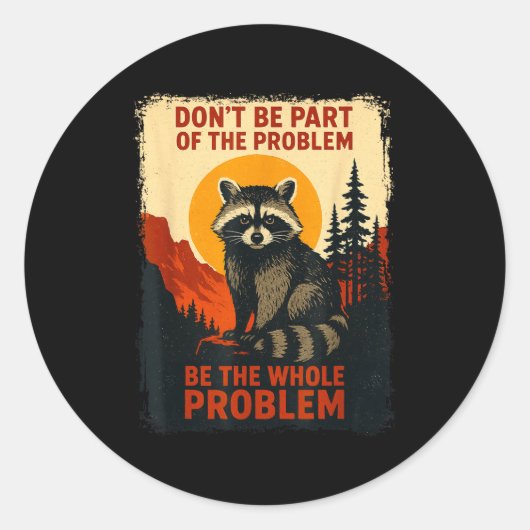 Funny Raccoon Nature Wildlife Outdoor Graphic Sarc Runder Aufkleber (Vorderseite)
