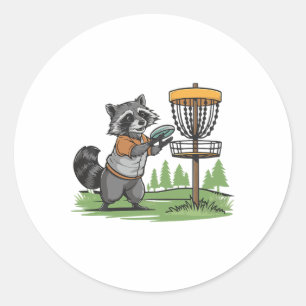 Funny Raccoon Play Disc Golf Kunst für Männer Frau Runder Aufkleber