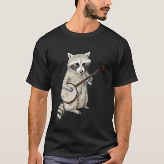Funny Raccoon Playing Banjo Gitarre Retro Racoon T T-Shirt (Vorderseite)
