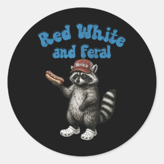 Funny Raccoon rot Weiß und Wild USA 4. Juli Runder Aufkleber