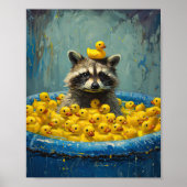 Funny Raccoon Rubber Duck Pool Poster (Vorne)