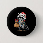 Funny Raccoon Santa Hat Animals Lovers Ugly Christ Button (Vorderseite)