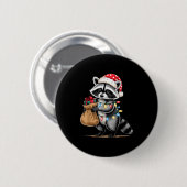 Funny Raccoon Santa Hat Animals Lovers Ugly Christ Button (Vorne & Hinten)