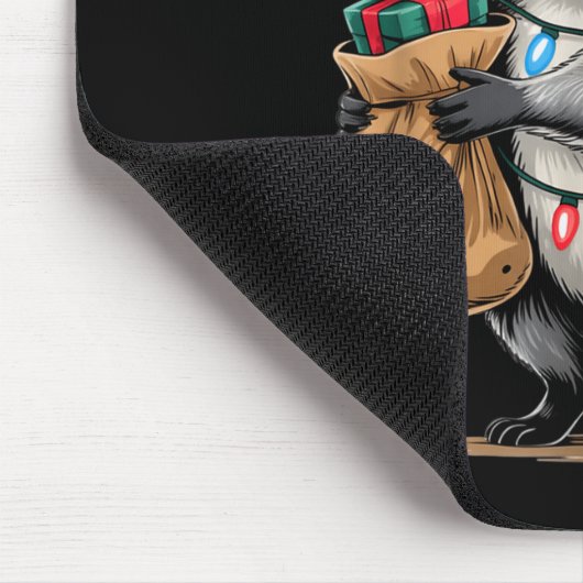 Funny Raccoon Santa Hat Animals Lovers Ugly Christ Mousepad (Ecke)
