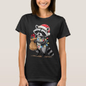 Funny Raccoon Santa Hat Animals Lovers Ugly Christ T-Shirt (Vorderseite)