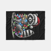Funny Raccoon Santa Hat Christmas Tree Lights Paja Fleecedecke (Vorderseite (Horizontal))