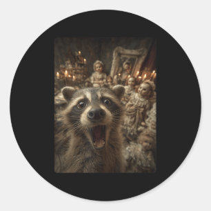 Funny Raccoon Selfie Creepy Dolls Soky Halloween A Runder Aufkleber