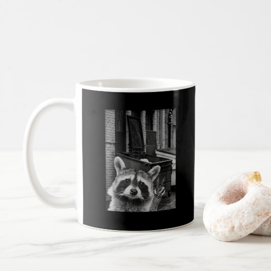 Funny Raccoon Selfie Raccoon Kaffeetasse (Mit Donut)