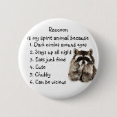 Funny Raccoon Spirit Animal Spaß Niedlich Wasserfa Button (Vorderseite)