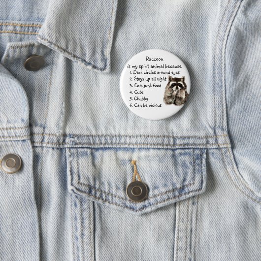 Funny Raccoon Spirit Animal Spaß Niedlich Wasserfa Button (Beispiel)