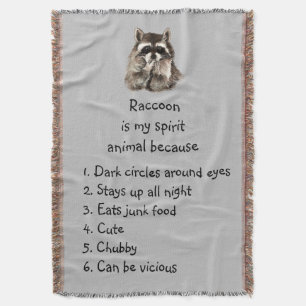 Funny Raccoon Spirit Animal Spaß Niedlich Wasserfa Decke