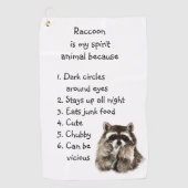 Funny Raccoon Spirit Animal Spaß Niedlich Wasserfa Golfhandtuch (Vorderseite)