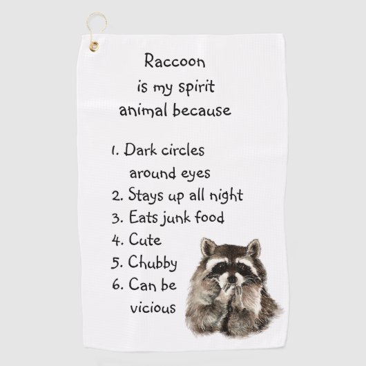 Funny Raccoon Spirit Animal Spaß Niedlich Wasserfa Golfhandtuch (Vorderseite)