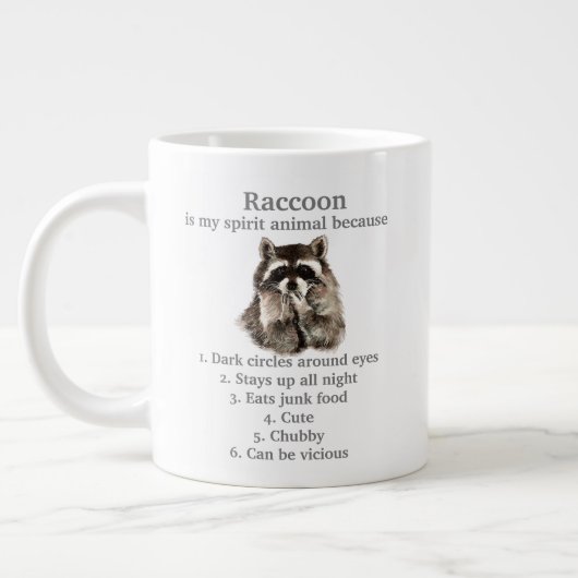 Funny Raccoon Spirit Animal Spaß Niedlich Wasserfa Jumbo-Tasse (Links)
