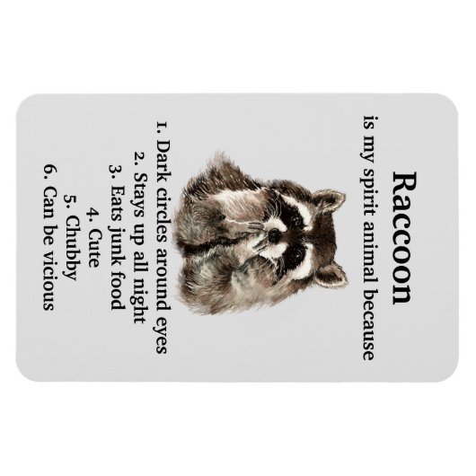 Funny Raccoon Spirit Animal Spaß Niedlich Wasserfa Magnet (Horizontal)