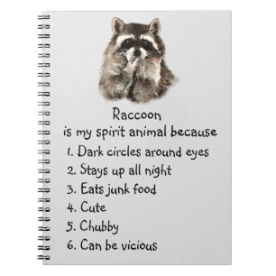 Funny Raccoon Spirit Animal Spaß Niedlich Wasserfa Notizblock