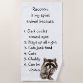 Funny Raccoon Spirit Animal Spaß Niedlich Wasserfa Strandtuch (Vorderseite)