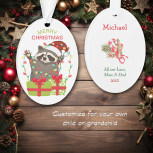 Funny Raccoon String Lights Kinder Weihnachten Ornament