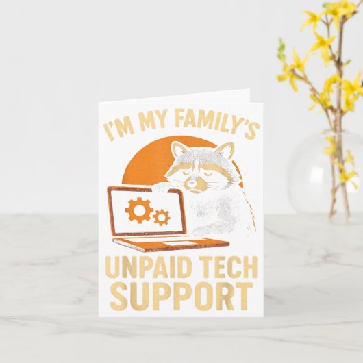 Funny Raccoon Tech Lover Graphic Tee Computer Geek Karte (Gelbe Blume)