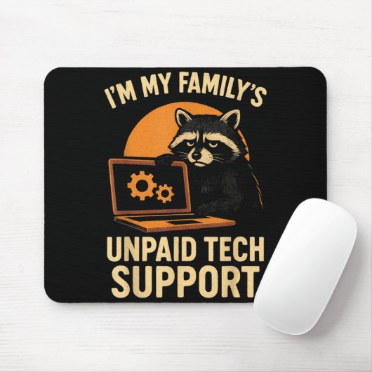 Funny Raccoon Tech Lover Graphic Tee Computer Geek Mousepad (Mit Mouse)