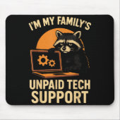 Funny Raccoon Tech Lover Graphic Tee Computer Geek Mousepad (Vorne)