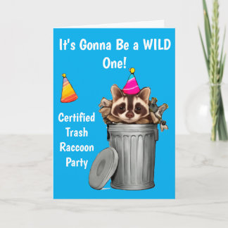 Funny Raccoon Trash kann Geburtstagsdesign Einladung
