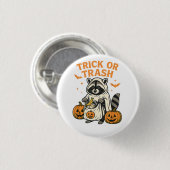 Funny Raccoon Trick oder Trash Halloween Button (Vorne & Hinten)