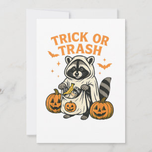 Funny Raccoon Trick oder Trash Halloween Einladung