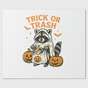 Funny Raccoon Trick oder Trash Halloween Geschenkpapier