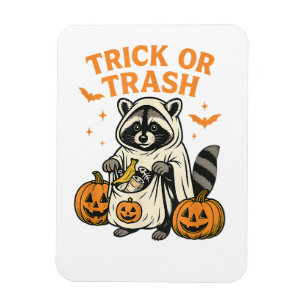 Funny Raccoon Trick oder Trash Halloween Magnet