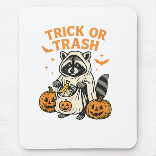 Funny Raccoon Trick oder Trash Halloween Mousepad (Vorne)