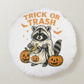 Funny Raccoon Trick oder Trash Halloween Rundes Kissen (Rückseite)